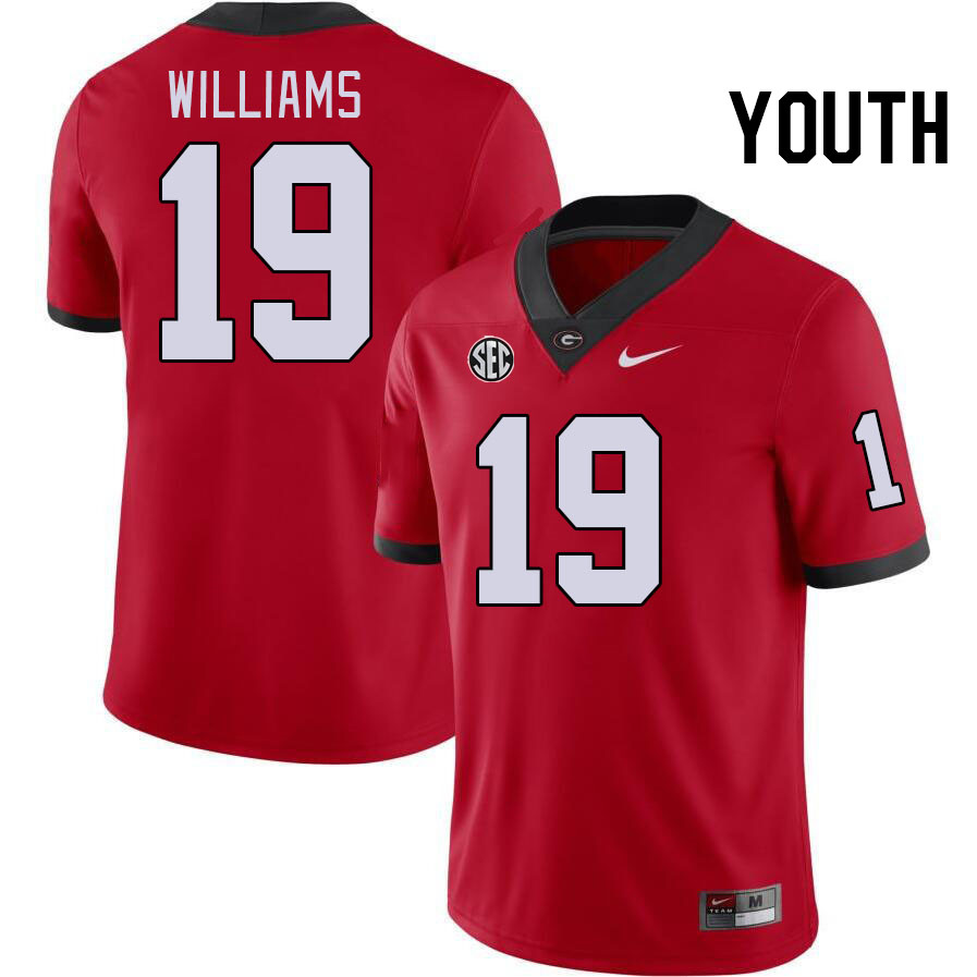 Youth #19 Justin Williams Georgia Bulldogs College Football Jerseys Stitched-Red